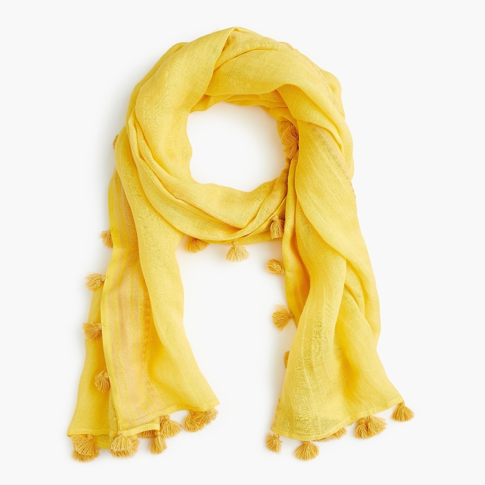 J. Crew NWT‎ Women's Summerweight Pom-Pom Scarf